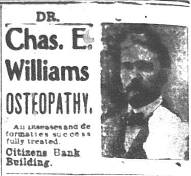 Advertisement for Dr. Charles E. Williams